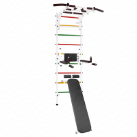 Шведская стенка с рукоходом, брусьями, скамьей и упорами под штангу Asta93 Белая